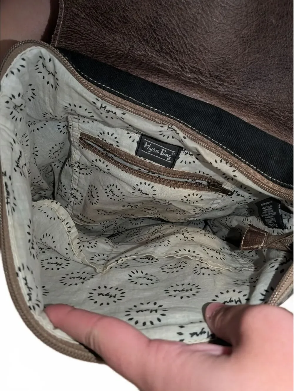 NEW Myra Bag Western Geometric Pattern and Cowhide Backpack Bag Mocha Splashes
